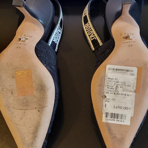 DIOR J'ADIOR Lace Mesh Slingback Pumps US Size 6.5 - Picture 9 of 10